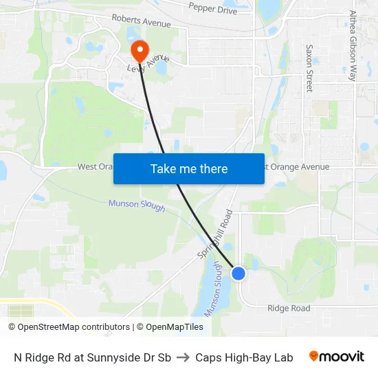 N Ridge Rd at Sunnyside Dr Sb to Caps High-Bay Lab map