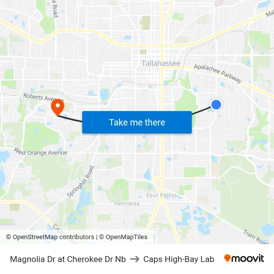 Magnolia Dr at Cherokee Dr Nb to Caps High-Bay Lab map