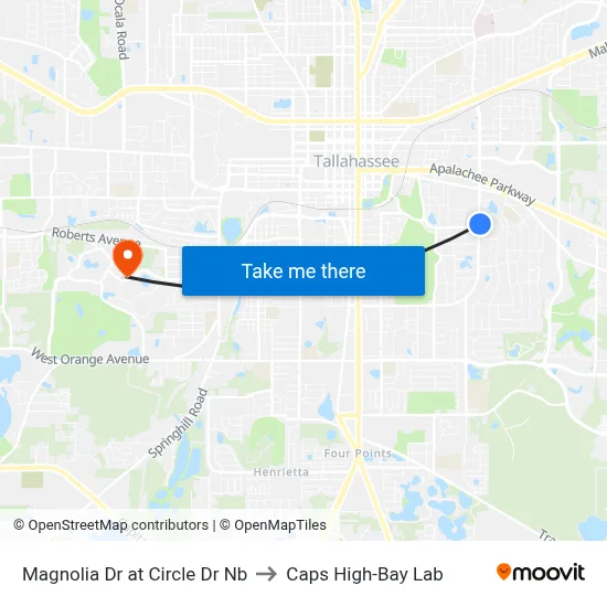 Magnolia Dr at Circle Dr Nb to Caps High-Bay Lab map
