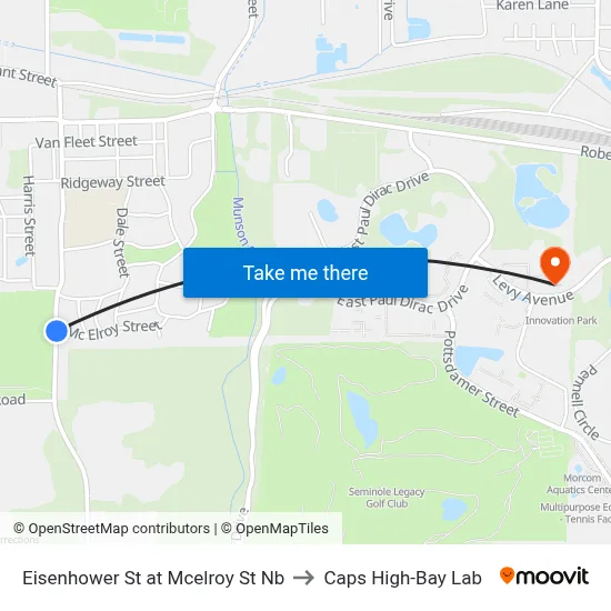 Eisenhower St at Mcelroy St Nb to Caps High-Bay Lab map