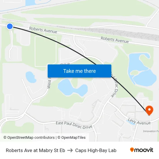 Roberts Ave at Mabry St Eb to Caps High-Bay Lab map