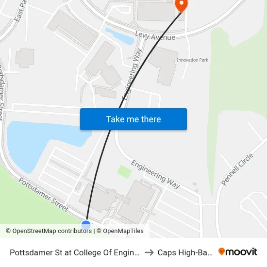Pottsdamer St at College Of Engineering Sb to Caps High-Bay Lab map