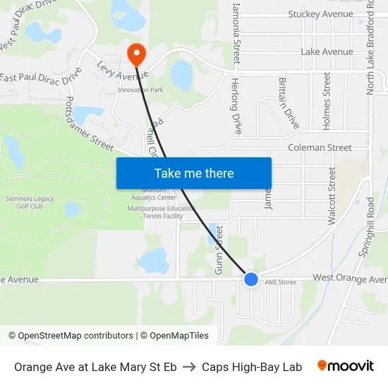 Orange Ave at Lake Mary St Eb to Caps High-Bay Lab map