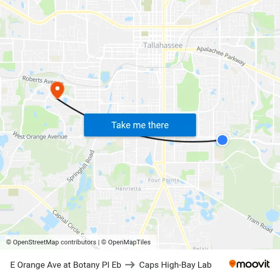 E Orange Ave at Botany Pl Eb to Caps High-Bay Lab map