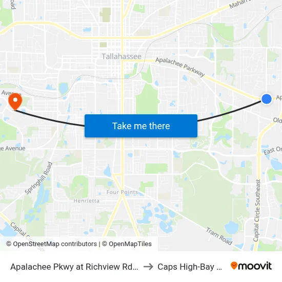 Apalachee Pkwy at Richview Rd Wb to Caps High-Bay Lab map
