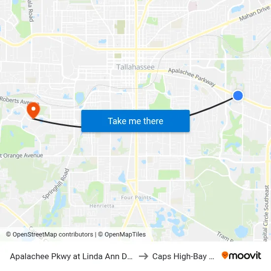 Apalachee Pkwy at Linda Ann Dr Wb to Caps High-Bay Lab map