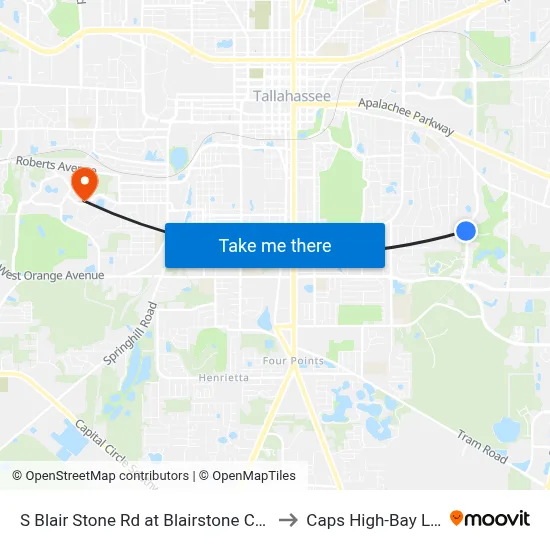 S Blair Stone Rd at Blairstone Ct Sb to Caps High-Bay Lab map