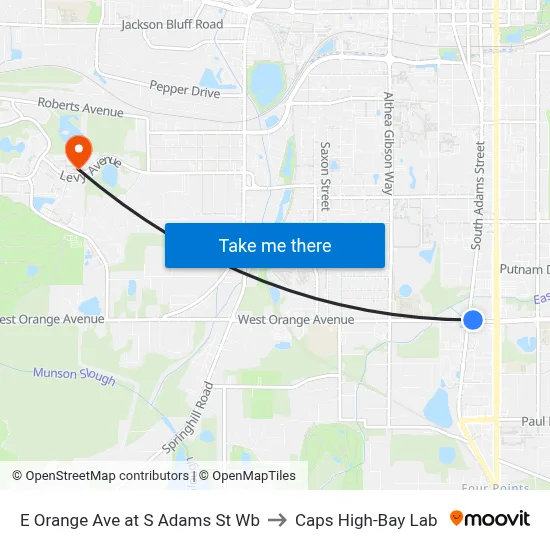 E Orange Ave at S Adams St Wb to Caps High-Bay Lab map