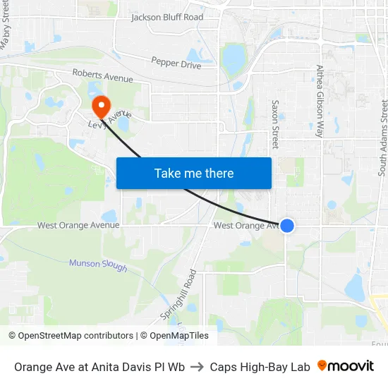 Orange Ave at Anita Davis Pl Wb to Caps High-Bay Lab map