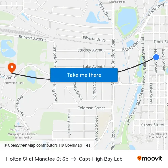 Holton St at Manatee St Sb to Caps High-Bay Lab map