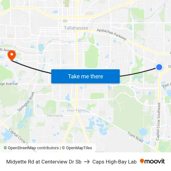Midyette Rd at Centerview Dr Sb to Caps High-Bay Lab map