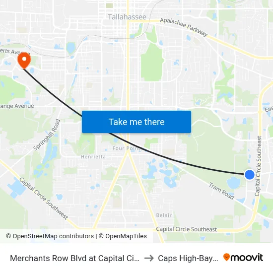 Merchants Row Blvd at Capital Cir SE Eb to Caps High-Bay Lab map
