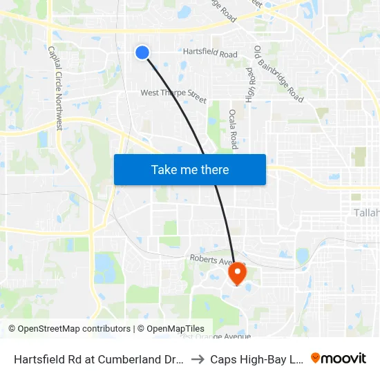 Hartsfield Rd at Cumberland Dr Eb to Caps High-Bay Lab map