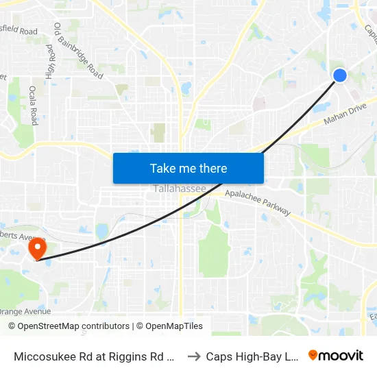 Miccosukee Rd at Riggins Rd Wb to Caps High-Bay Lab map