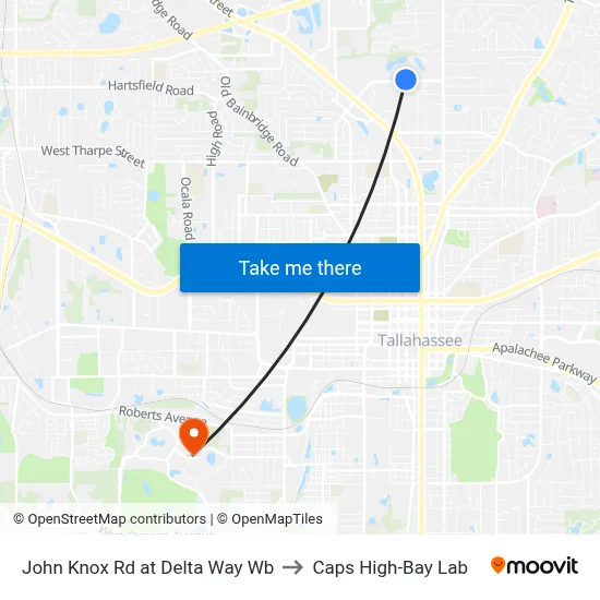 John Knox Rd at Delta Way Wb to Caps High-Bay Lab map