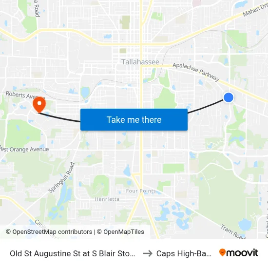 Old St Augustine St at S Blair Stone Rd Eb to Caps High-Bay Lab map