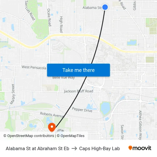 Alabama St at Abraham St Eb to Caps High-Bay Lab map