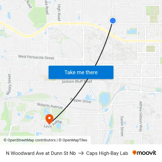 N Woodward Ave at Dunn St Nb to Caps High-Bay Lab map