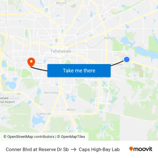 Conner Blvd at Reserve Dr Sb to Caps High-Bay Lab map