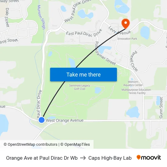 Orange Ave at Paul Dirac Dr Wb to Caps High-Bay Lab map