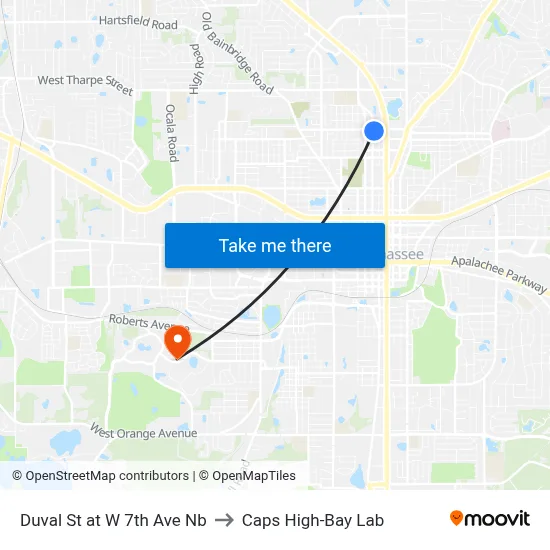 Duval St at W 7th Ave Nb to Caps High-Bay Lab map
