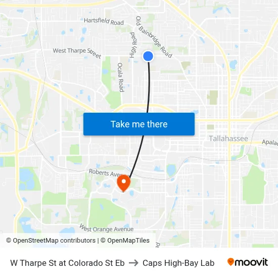 W Tharpe St at Colorado St Eb to Caps High-Bay Lab map