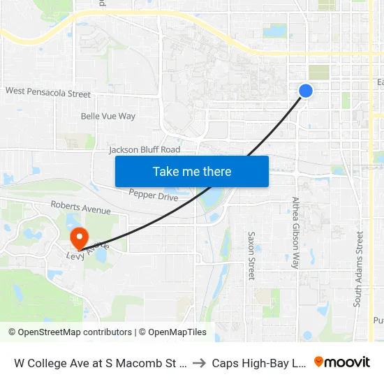 W College Ave at S Macomb St Eb to Caps High-Bay Lab map