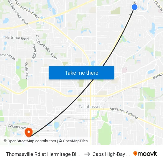 Thomasville Rd at Hermitage Blvd Nb to Caps High-Bay Lab map