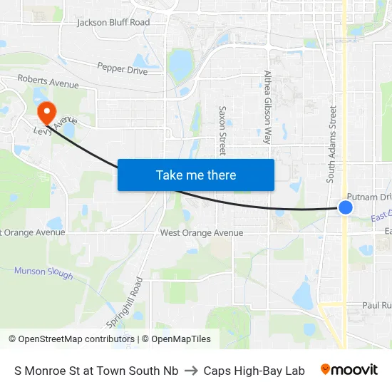 S Monroe St at Town South Nb to Caps High-Bay Lab map