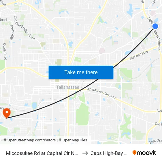Miccosukee Rd at Capital Cir NE Eb to Caps High-Bay Lab map