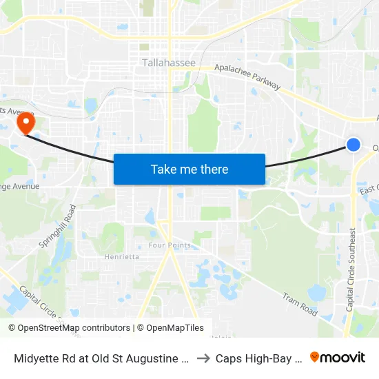 Midyette Rd at Old St Augustine St Nb to Caps High-Bay Lab map