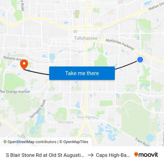 S Blair Stone Rd at Old St Augustine Rd Sb to Caps High-Bay Lab map