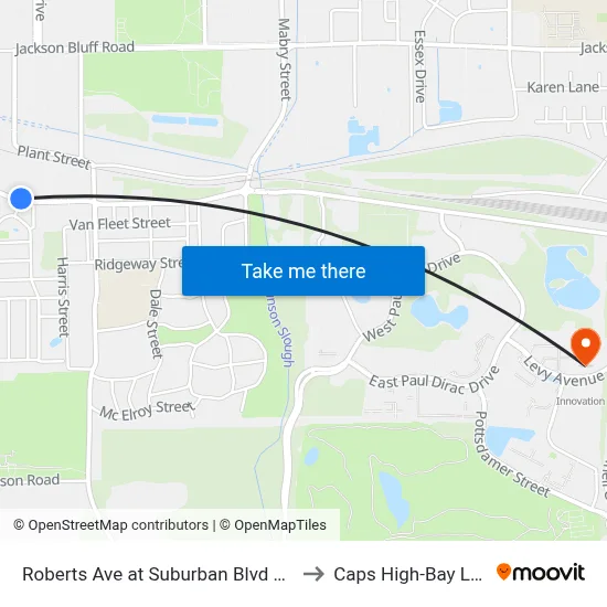 Roberts Ave at Suburban Blvd Wb to Caps High-Bay Lab map