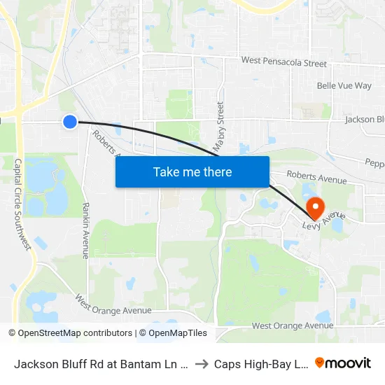 Jackson Bluff Rd at Bantam Ln Wb to Caps High-Bay Lab map