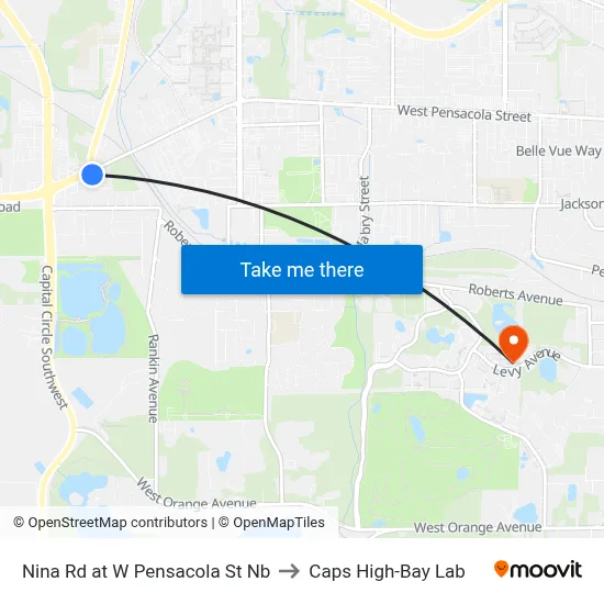 Nina Rd at W Pensacola St Nb to Caps High-Bay Lab map