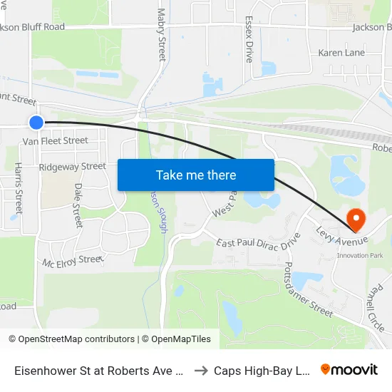 Eisenhower St at Roberts Ave Sb to Caps High-Bay Lab map