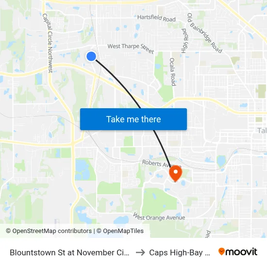 Blountstown St at November Cir Nb to Caps High-Bay Lab map