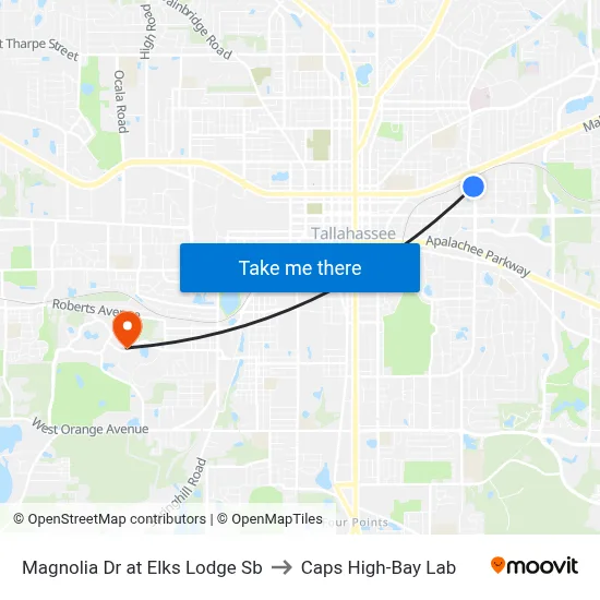 Magnolia Dr at Elks Lodge Sb to Caps High-Bay Lab map