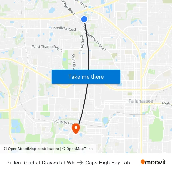Pullen Road at Graves Rd Wb to Caps High-Bay Lab map