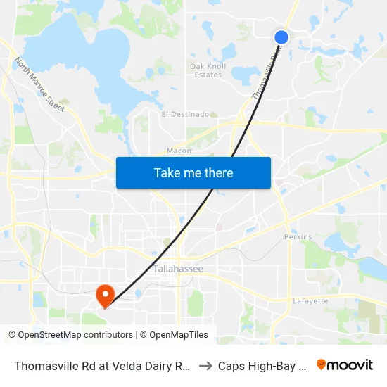Thomasville Rd at Velda Dairy Rd Nb to Caps High-Bay Lab map