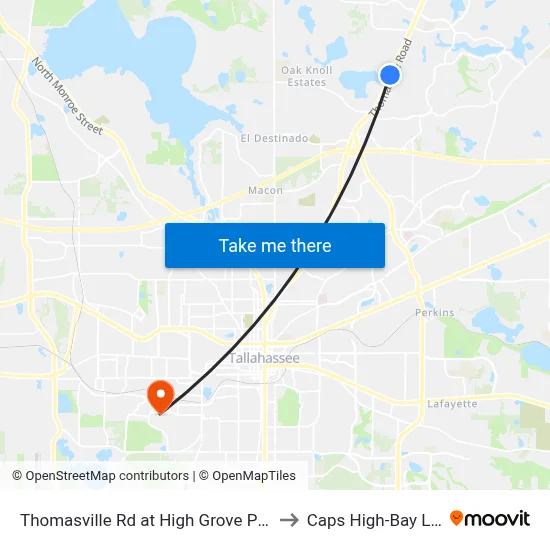 Thomasville Rd at High Grove Pl Sb to Caps High-Bay Lab map
