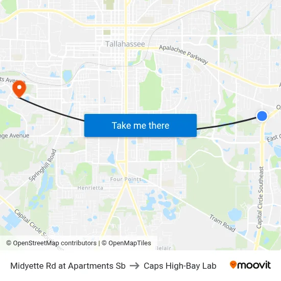 Midyette Rd at Apartments Sb to Caps High-Bay Lab map