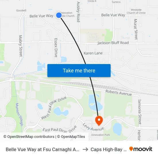 Belle Vue Way at Fsu Carnaghi Arts Wb to Caps High-Bay Lab map