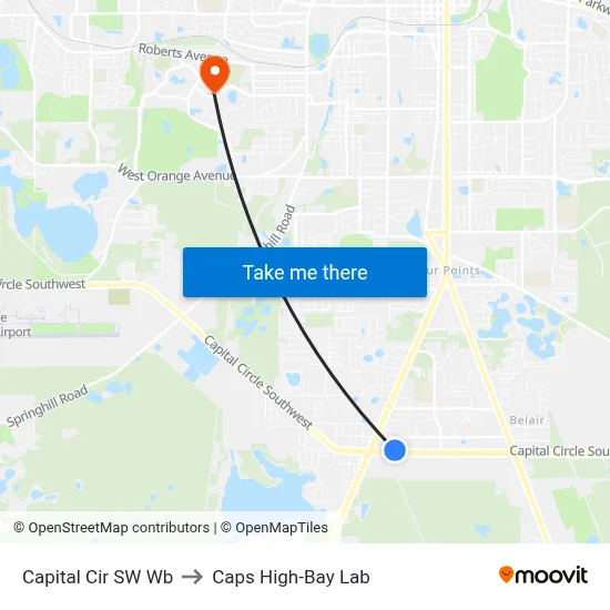 Capital Cir SW Wb to Caps High-Bay Lab map