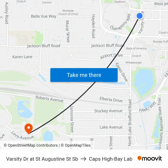 Varsity Dr at St Augustine St Sb to Caps High-Bay Lab map
