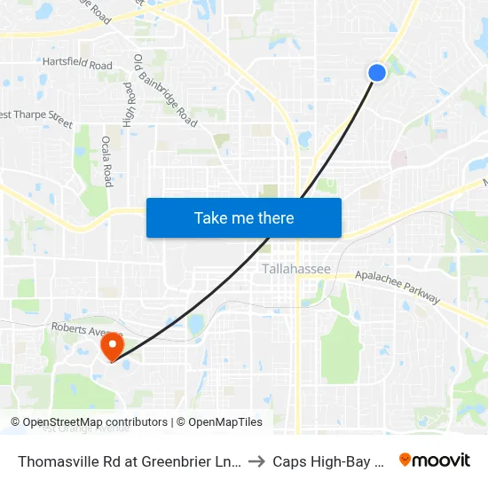 Thomasville Rd at Greenbrier Ln Nb to Caps High-Bay Lab map