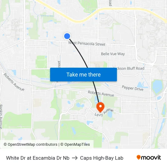 White Dr at Escambia Dr Nb to Caps High-Bay Lab map