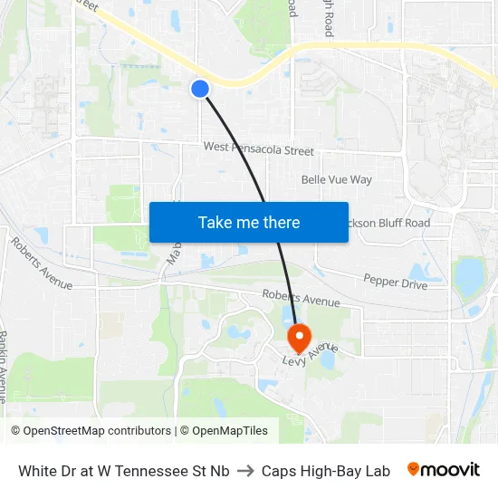 White Dr at W Tennessee St Nb to Caps High-Bay Lab map