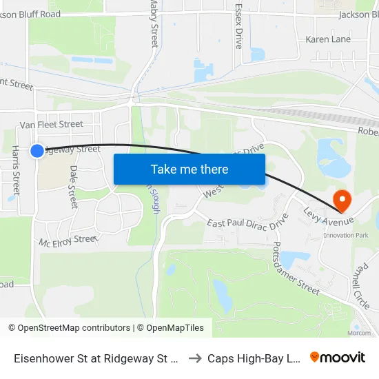Eisenhower St at Ridgeway St Nb to Caps High-Bay Lab map