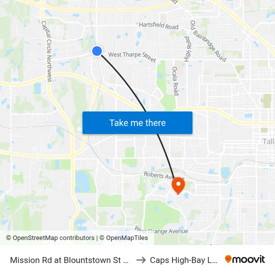 Mission Rd at Blountstown St Sb to Caps High-Bay Lab map